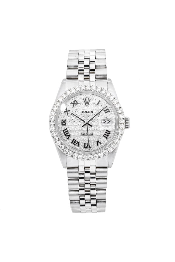 Pre-Owned Rolex Datejust 16014 36 mm White Diamond Dial Stainless Steel Jubilee Bracelet Mens Watch