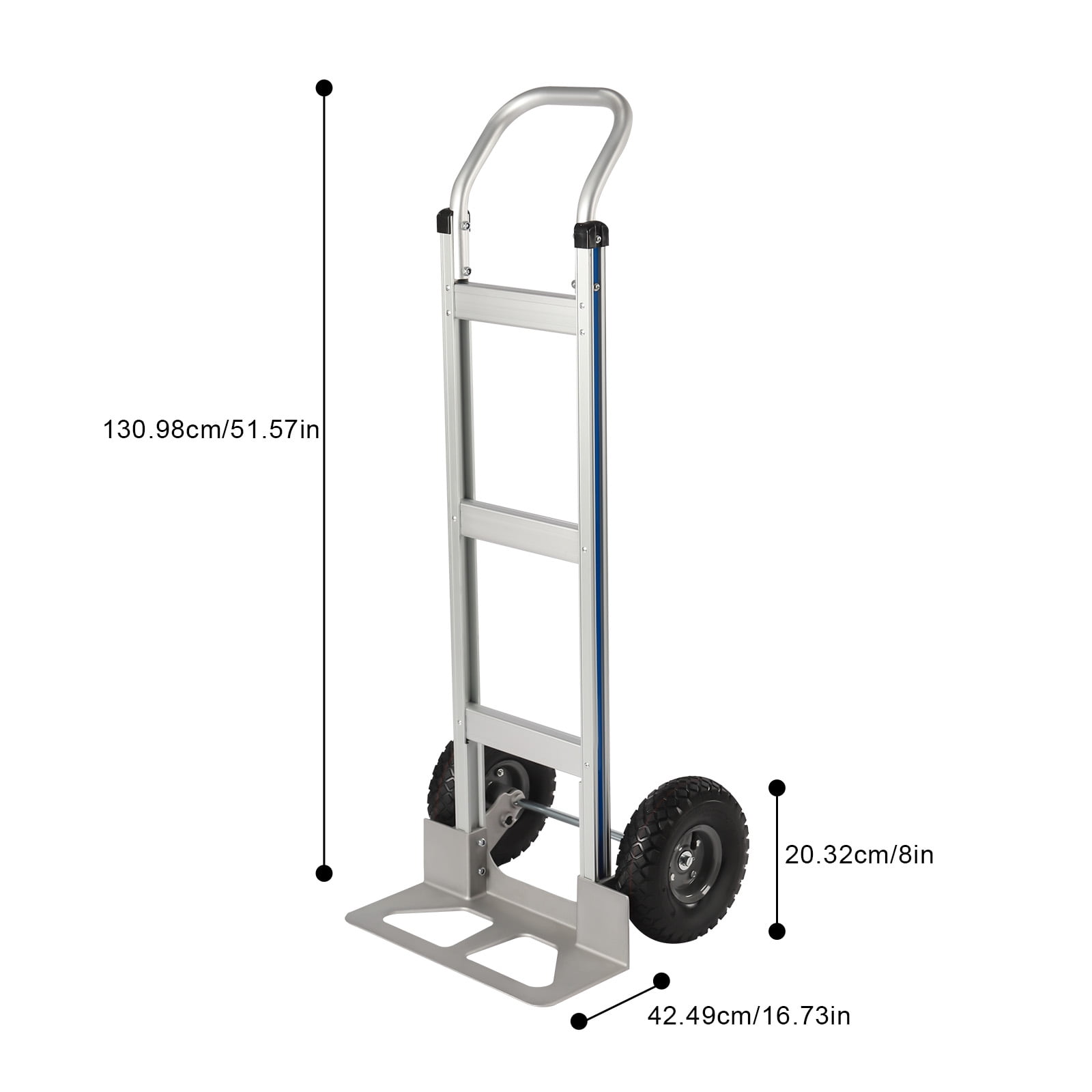 Heavy-Duty Aluminum Foldable Hand Truck with 500lbs Capacity, Ergonomic Handle, and Large 9.84in Wheels for Easy Transportation