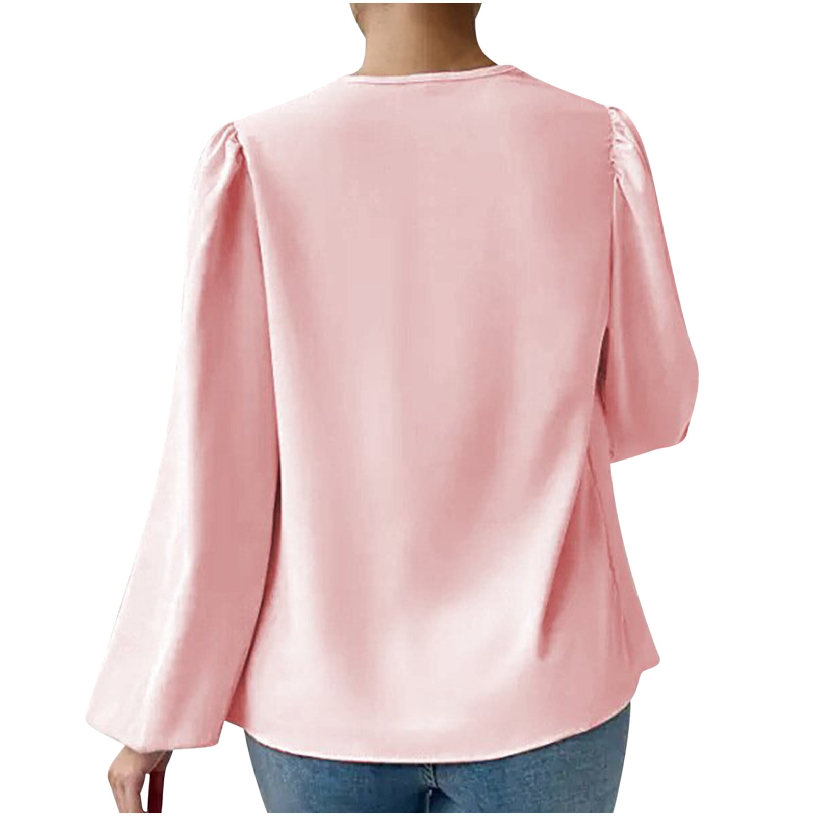 Women's Elegant Cowl Neck Tops Solid Draped Work Blouses Satin Silk Lantern  Long Sleeve Shirt (Apricot,Small,Small) at  Women's Clothing store