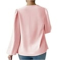 thumbnail image 4 of hotojiny Women's Long Sleeve V Neck Work Shirt Elegant Solid Color Chiffon Office Blouse Top Tunic for Women, 4 of 4