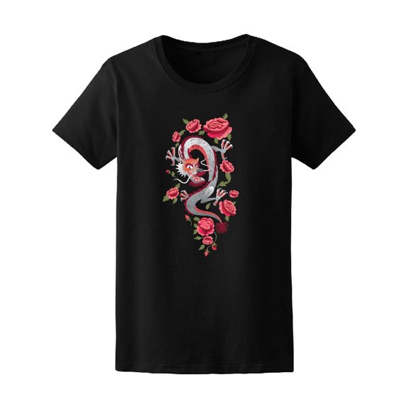 Eastern Chinese Dragon Roses Tee Women's -Image by Shutterstock
