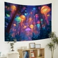thumbnail image 2 of Blacklight Forest Jellyfish Tapestry Trippy Fantasy Starry Sky Tapestries Aesthetic Jungle Plants Tapestries Wall Hanging for Bedroom,79Wx60H, 2 of 5