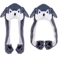 thumbnail image 4 of Gorro de peluche Arcimatto con orejas de husky que se mueven y saltan, gris, 4 of 7