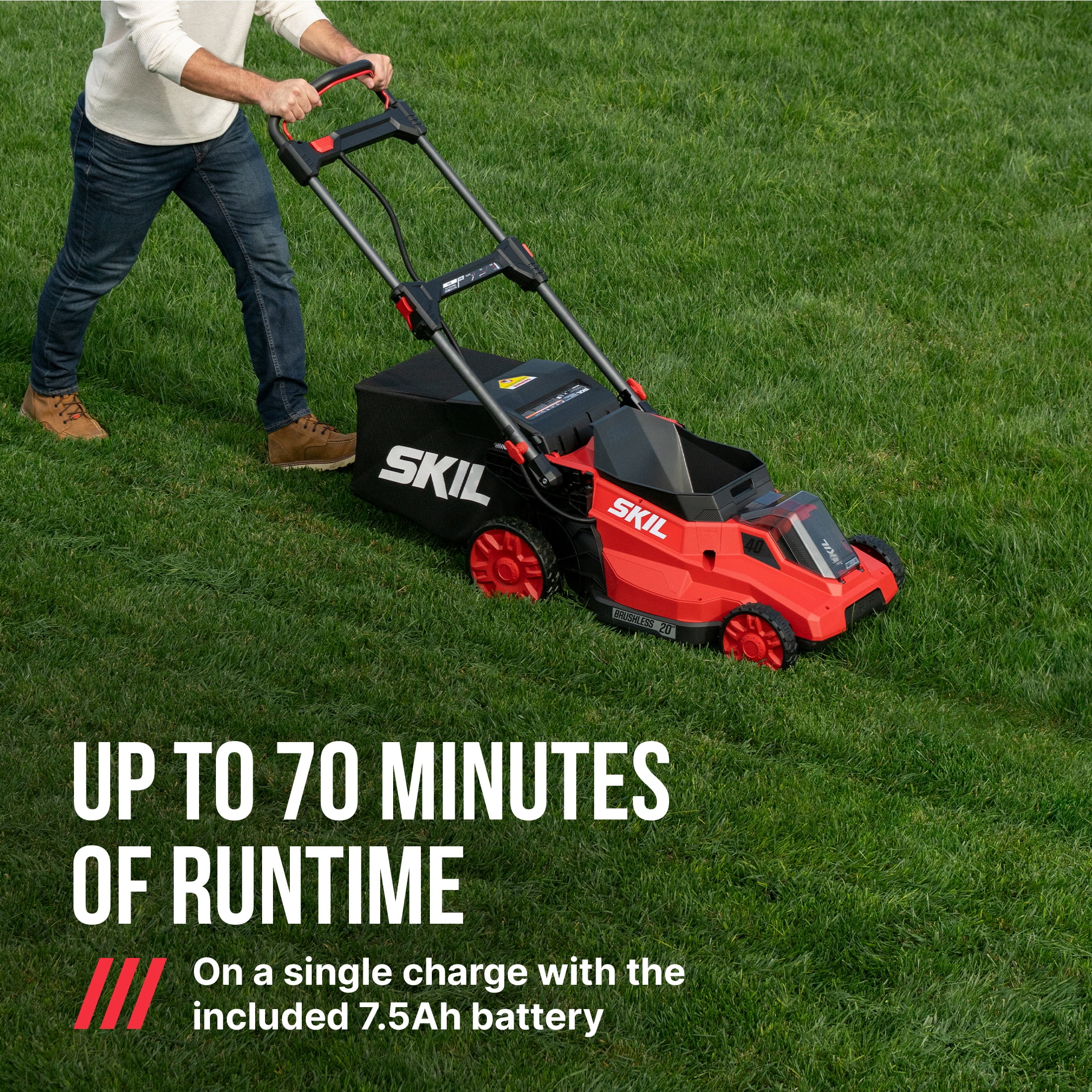 SKIL PWR CORE 40V Brushless 20-Inch Push Mower Kit with Smart Caddy, 7.5Ah Battery and 150W Charger, PM2010C-16