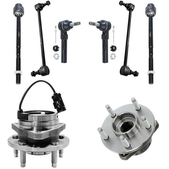 Detroit Axle - 8pc Front Wheel Bearing Hubs Kit for 2004-2012 Chevy Malibu 2005-2010 Pontiac G6 2007-2009 Saturn Aura 2 Wheel Bearing Hubs Assembly 2 Sway Bars 4 Tie Rods Replacement