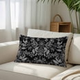 thumbnail image 3 of Black and White Floral Throw Pillow Cover, Pillowcase Protectors with Zipper, Breathable Decorative Lumbar Pillow Case Cover, Modern Oil Painting Abstract Art Pillow Shams for Couch Sofa 16x24Inch, 3 of 8