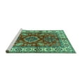 thumbnail image 2 of Ahgly Company Machine Washable Indoor Rectangle Geometric Turquoise Blue Traditional Area Rugs, 7' x 9', 2 of 4