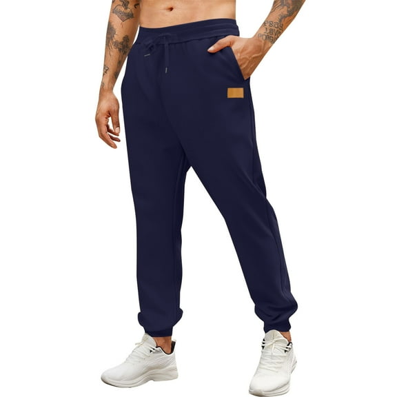 USNSM Mens Jogger Sweatpants with Pockets Baggy Fleece Jogging Pants Tall Casual Straight Leg Drawstring Joggers Workout Gym Pants Blue XS