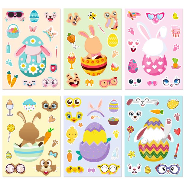 Huevos de Pascua Decorativos Diy Feliz Conejo de Pascua Pegatinas,Pegatina de Pared de 15x21cm para Vidrio de Azulejos Del Coche de la Habitación de los Niños,Festiva Decoración de Fiesta de Pegatinas