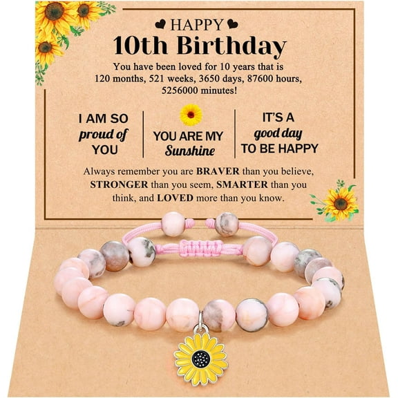 Happy 10th/11th/12th/13th/14th Birthday Gifts for Girls, Sunflower Bracelet for Girls