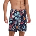 thumbnail image 2 of Balery Flowers ad Butterflies Pantalones cortos de pijama de punto de algodón para hombre con cinturilla y bolsillos-Medium, 2 of 6