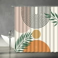 thumbnail image 2 of Mid Century Abstract Shower Curtain Boho Arch Sun Leaves Beige Modern Line Art Minimalistic Fabric Bathroom Curtains Decor Set with Hook (84" Wx72 H), 2 of 3