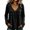 Black, variant on Womens Casual V Neck Cotton Linen Blouse Long Sleeve Loose Fit Tunic Top with Ruffle Trim Tie Front Textured Shirt Blue S