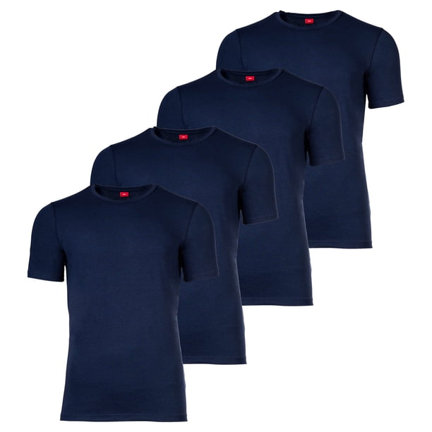 s.Oliver Camiseta para hombre, 4-Pack - Básica, Cuello redondo, Liso Marina L (Large)