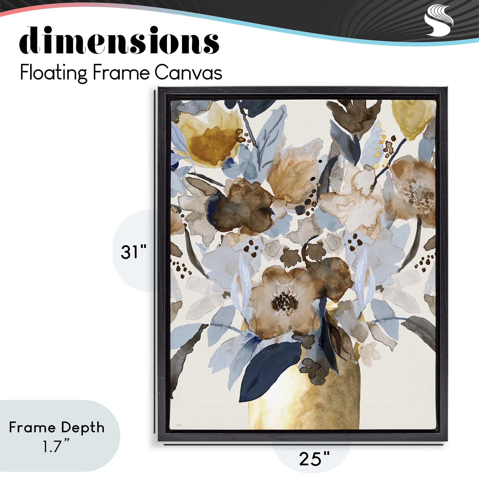 Stupell Industries Expressive Earthy Blossoms Black Framed Floater Canvas Wall Art, design by Val Rhodes
