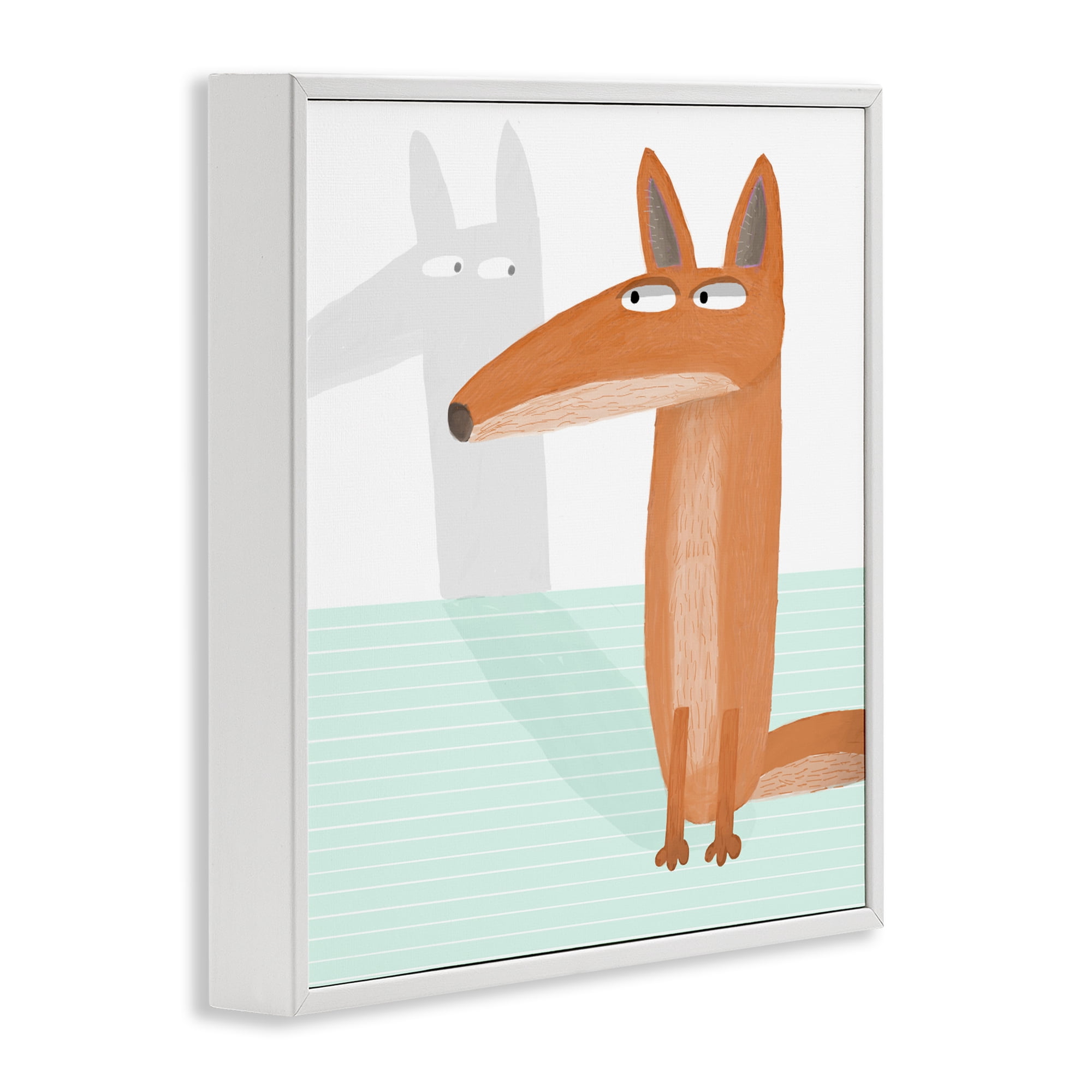 Stupell Industries Whimsical Fox Shadow White Framed Giclee Art, design by Carla Daly