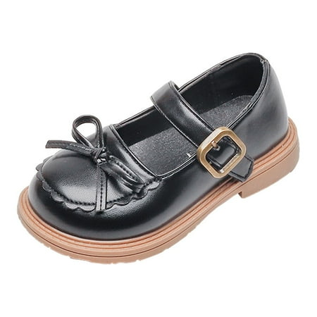 

Quealent Little Kid Girls Sandal Sandals for Big Girls Size 3 Girls Leather Bow Design Soft Round Toe Princess Dress Flat Baby Sandals Black 13