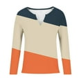 thumbnail image 5 of hotojiny Womens Tops V Neck Long Sleeve Casual Shirts Color Block Knit Comfy Pullover Blouses Fall Fashion Tunics Tees, 5 of 5
