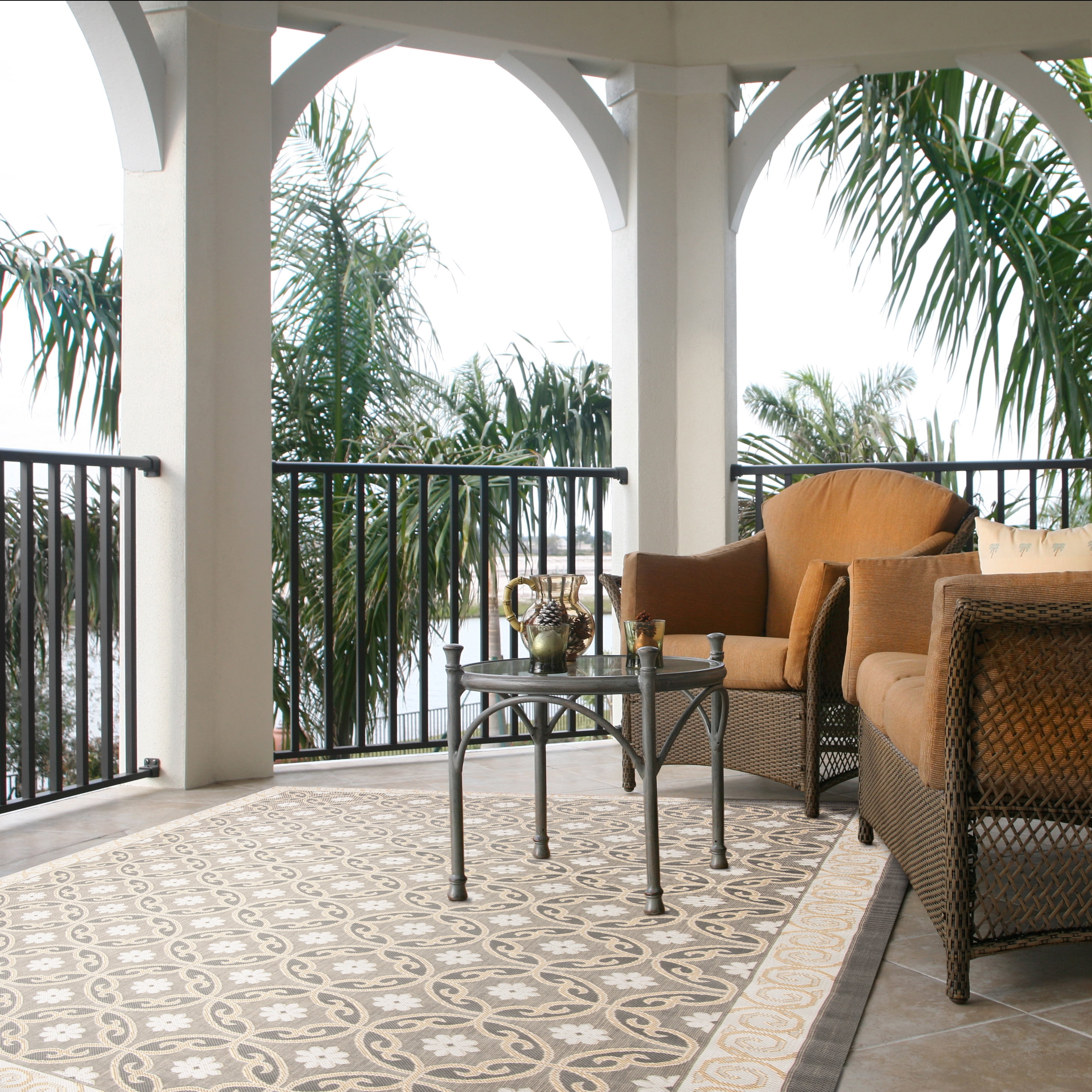 Safavieh Courtyard Rowan Geometric Indoor/Outdoor Area Rug, Anthracite/Light Gray, 6'7" x 9'6"