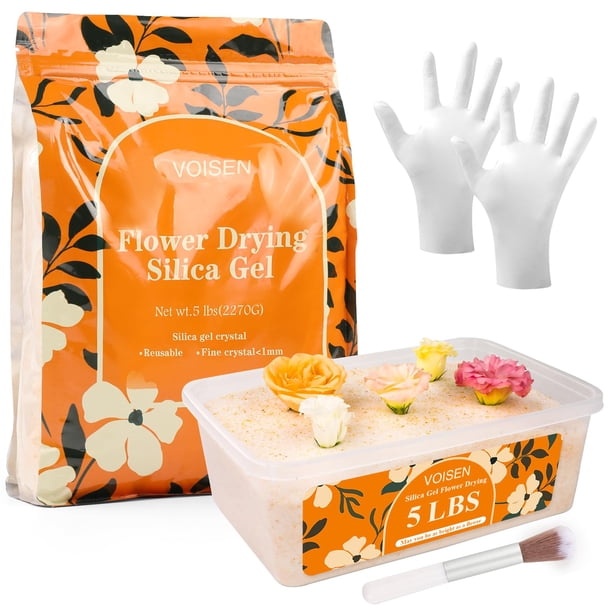 Cristales de gel de sílice VOISEN para secar flores, 2,27 kg con kit
