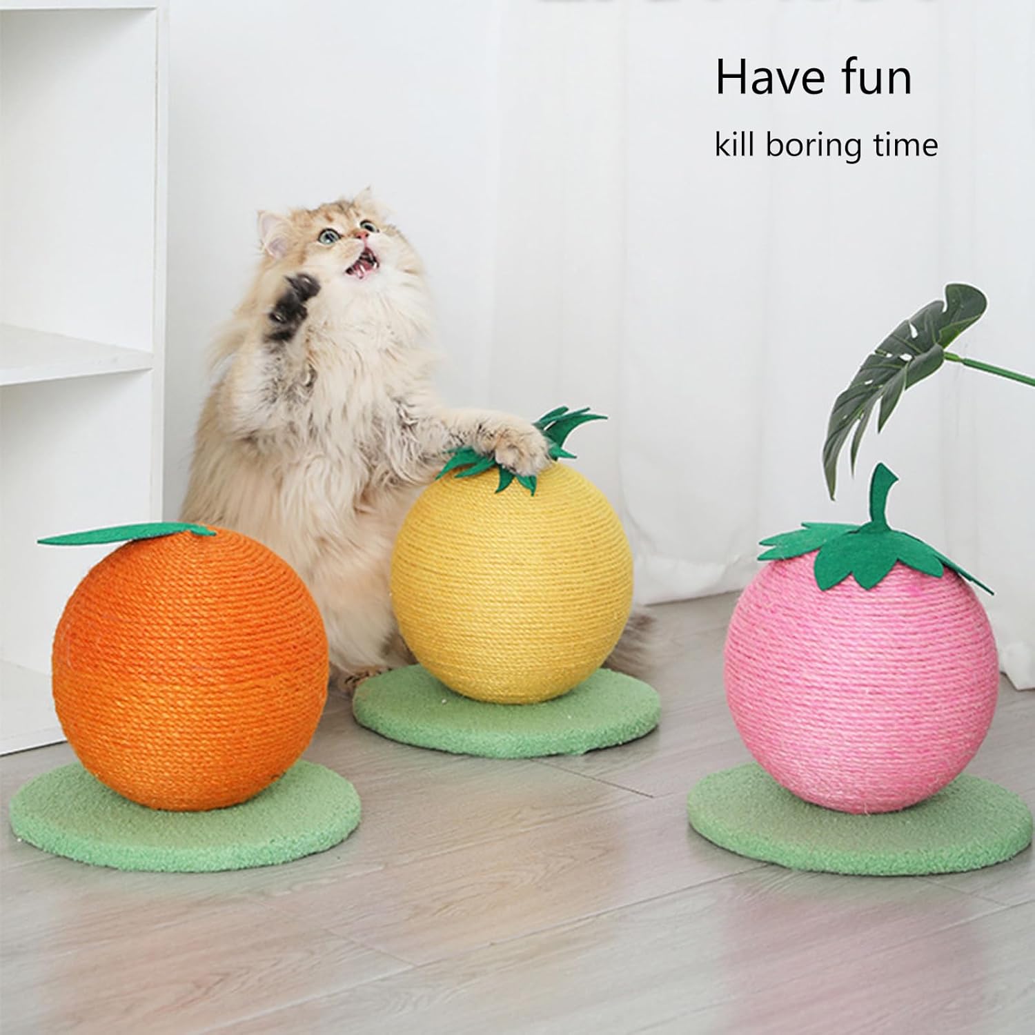 Colourtree Pink Cat Scratching Board Cat Scratching Post Fruit Shape Cat Scratcher Vertical Cat Scratch Post for Indoor Cat Scratching Ball Cat Scratcher Scratch Pad
