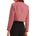thumbnail image 3 of INSPIRE CHIC Womens Houndstooth Blazer Collarless Open Front Crop Plaid Tweed Jacket S 3, 3 of 4