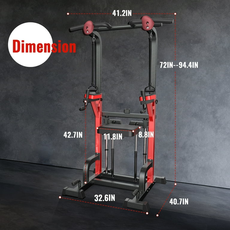 HASIMAN Power Tower Pull Up Bar Dip Station with Resistance