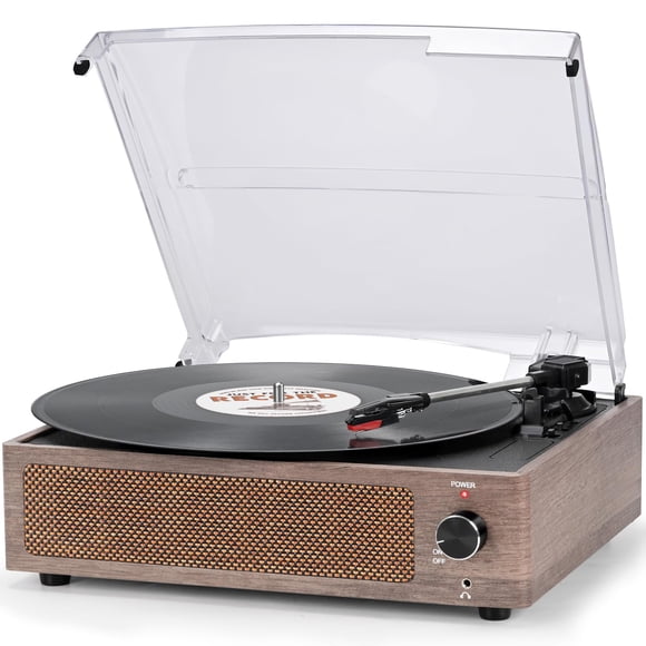 Tocadiscos Seasonlife Vintage, inalámbrico de 3 velocidades, accionado por correa