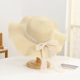 thumbnail image 2 of SikaFu New Lace Ribbon Straw Hat Lady Fashion Temperament Bow Hats Simple Seaside Lace Sun Hat, 2 of 6
