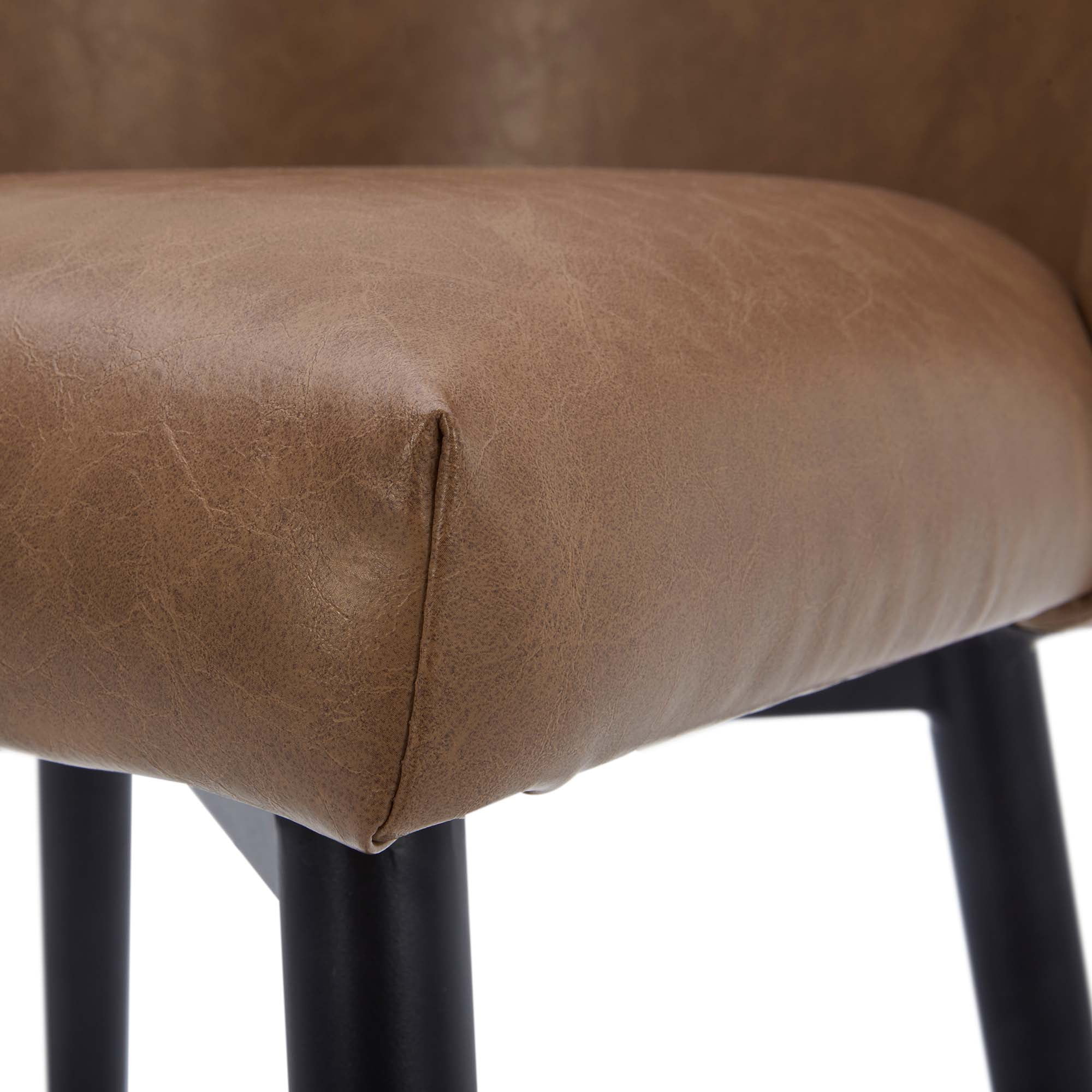 CHITA 27" Swivel Upholstered Counter Bar Stools set of 3 with Back & Metal Legs, Faux Leather in Saddle Brown