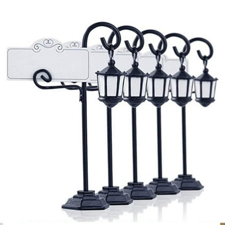 

NUQUQU 5 PCS Streetlight Shape Wedding Party Reception Place Card Holder Number Name Table Menu Picture Photo Clip Card Holder Stand with a Card