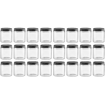 4 Ounce Clear Glass Straight Sided Mason Canning Jars - With 58mm Black Metal Lids - Case of 24$$Home Decor, Kitchen, & Other