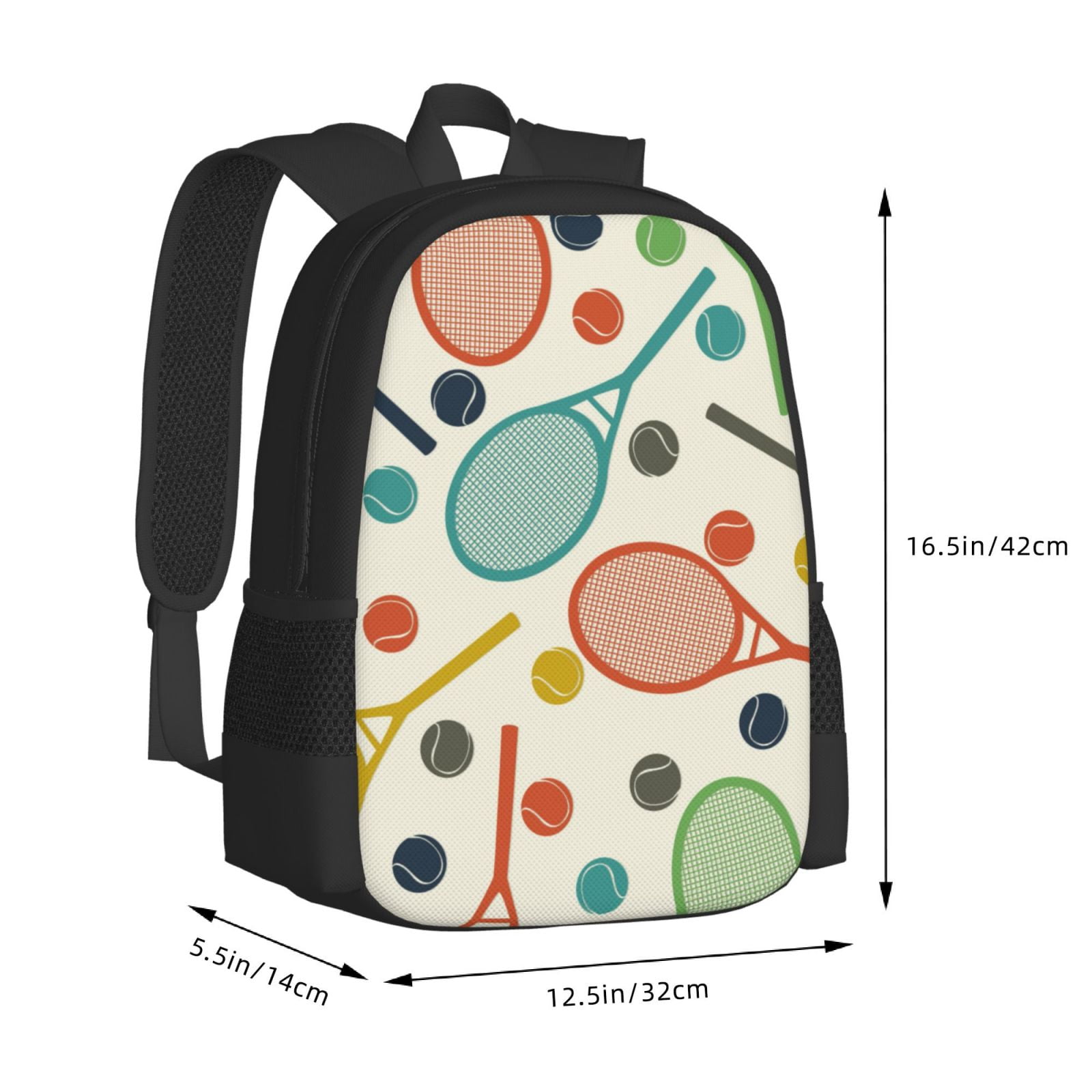 Ratiio Racket and Tennis Ball Backpack for Men and Women - Durable 600D Oxford Cloth -Large Capacity, Water-Resistant School, Travel, and Hiking Bag