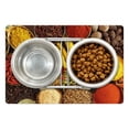 thumbnail image 1 of Spice Pet Mat for Food and Water, Top View Illustration of Traditional Herbs and Spices in Bowls Chili Seasonal, Non-Slip Rubber Mat for Dogs and Cats, 18" X 12", by Ambesonne, 1 of 2