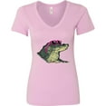 thumbnail image 3 of Inktastic Sunny Gator in Pink Sunglasses Women's V-Neck T-Shirt, 3 of 5