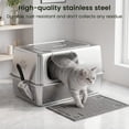 thumbnail image 3 of KPWACD Stainless Steel Cat Litter Box Extra Large Metal Litter Pan High Sided 23.8" X 15.9" X 13.1", 3 of 8