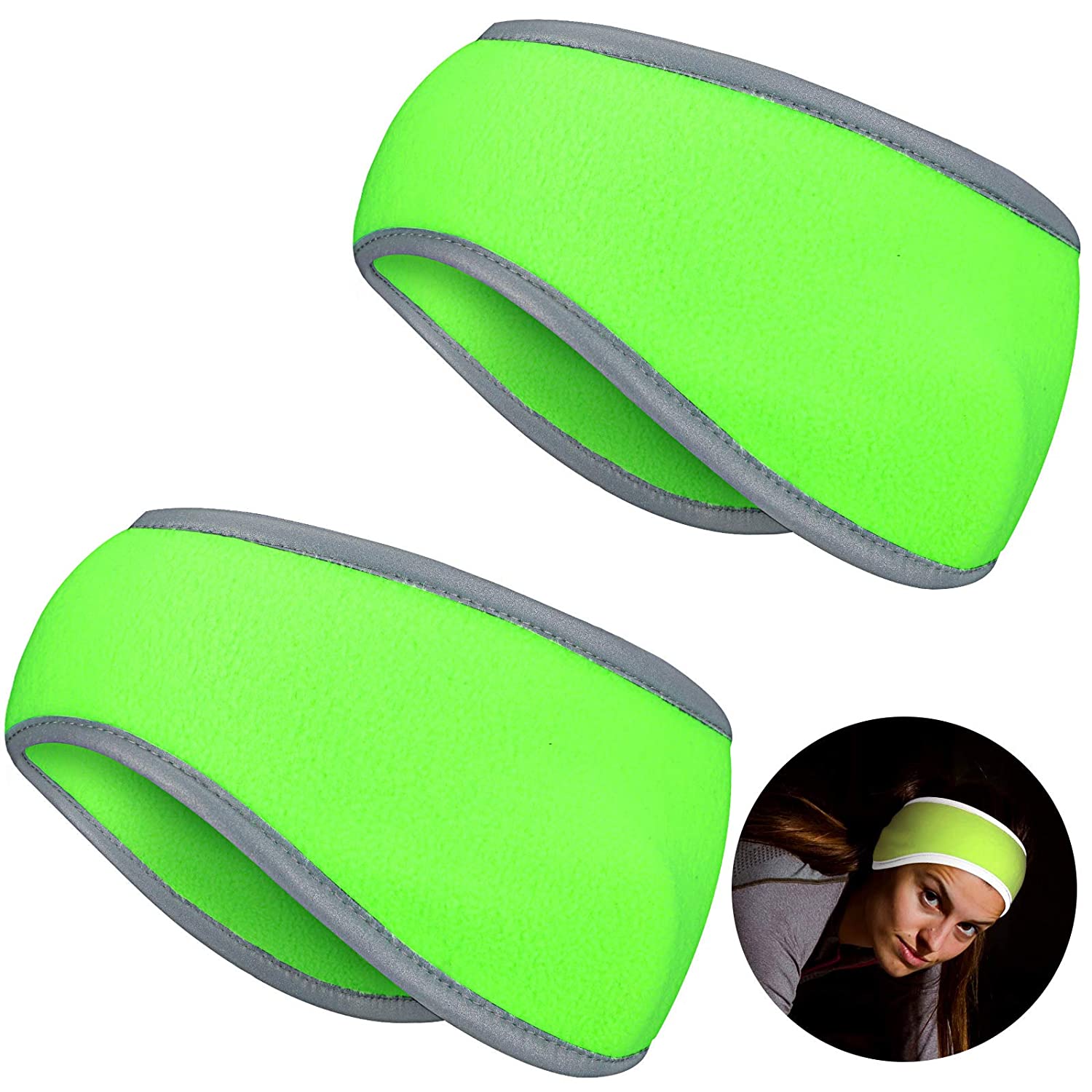 PIKADINGNIS 2 Pieces Ear Warmer Headband High Visibility Reflective