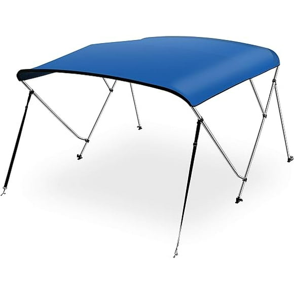 SereneLife Housse Supérieure de Bateau Imperméable pour Bimini - 61-66 Pouces L Toile Supérieure de Bimini à 3 Nœuds Pare-Soleil Auvent de Bateau Tube à Cadre en Aluminium à Double Paroi de 1 Pouces, 2 Sangles 2 Poteaux de Soutien Arrière, Botte de Rangement SLBT3RB614 (Bleu Royal)