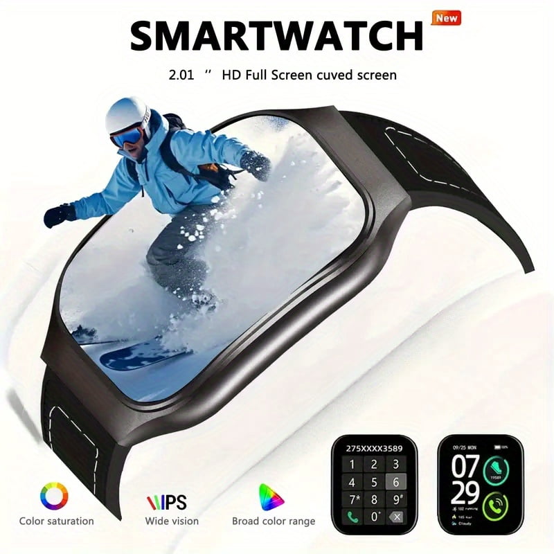 HD Smartwatch with Sports Modes, Music/Calls, Alloy Case, Silicone Strap, Rechargeable Battery, Compatible with iPhone & Android