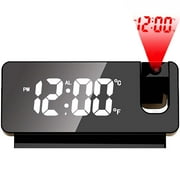 Digital Alarm Clock,Digital Projection Alarm Clock for Bedroom, Large LED Digital Clock with 180 Projector for Bedrooms with USB Charger Port, Loud Electric Alarm Clock for Kids, Adults, Elders