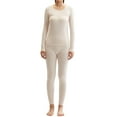 thumbnail image 2 of Two-Piece Set Thermal Underwear Sets For Women Tight Round Neck Cotton Wool Comfortable Thermal Underwear Pure Cotton Clothes And Trousers Loungewea Beige XL, 2 of 4