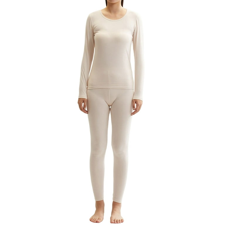 Thermal Underwear for Women Soft Fleece Lined Thermal Shirts Long Johns  Pajamas Set Base Layer Soft Top Bottom