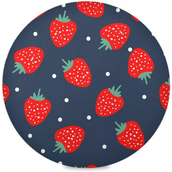 48"X 48" Strawberries Ripe Pattern Elastic Fitted Edged Round Tablecloth Fade Resistant Anti-Shrink Table Cloth Washable Table Cover for Banquet Home Indoor or Outdoor