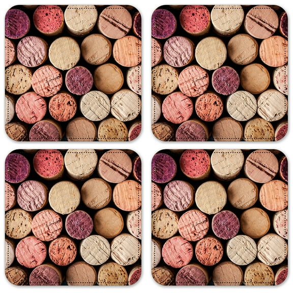 Vinyl Drink Coasters - Set of 4 - Wine Corks