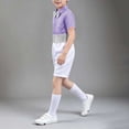 thumbnail image 5 of Xdegoge Teen Boys Sequins Dance Outfits Dance Short Sleeve Dress Shirt and Elastic Waist Shorts Set with Bow Tie Cummerbund formal Performance Costume Party Wedding Sets, 5 of 7