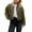 A43 Army Green, variant on Women's Faux Suede Bomber Jacket Fall Lapel Pilot Coat Casual Oversized Long Sleeves Trendy Streetwear Outerwear Army Green L