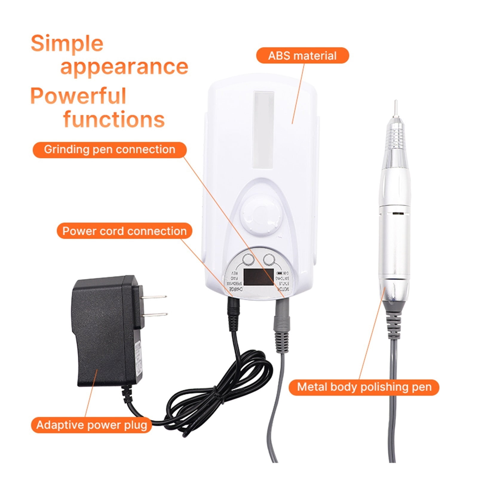 Portable Nail Drill Professional 30000 RPM, Rechargeable Electric Nail File Machine E File For Acrylic Nails Gel Polishing Removing, Cordless Efile With Bits Kit For Manicure Salon Home