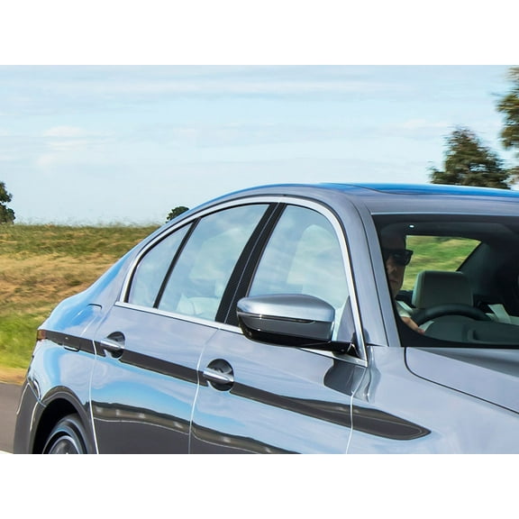 Rvinyl Pillar Post Window Trim Compatible with BMW 5-Series 2011-2017 (Sedan) - Carbon Fiber 3D