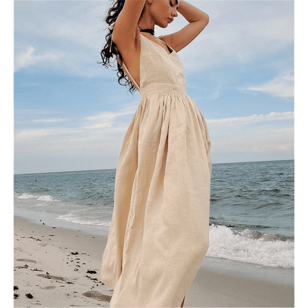 Espalda Descubierta Fiesta Vestido De Verano Para Mujer, Holgado