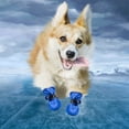 thumbnail image 3 of Dog Boots Non Slip Pet Shoes Waterproof Paw Protectors with Reflective Straps and Adjustable Drawstring for Small Medium Large Dogs Blue 4 Pcs 6.5x5.5cm, 3 of 6